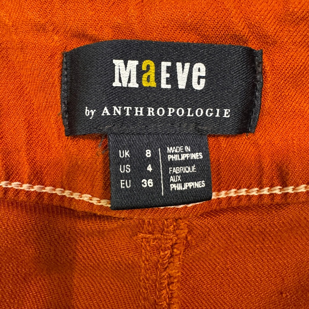 Maeve Pants Womens 4 Burnt Orange The Colette Wide Leg Linen Blend Cropped Pants - Picture 9 of 15